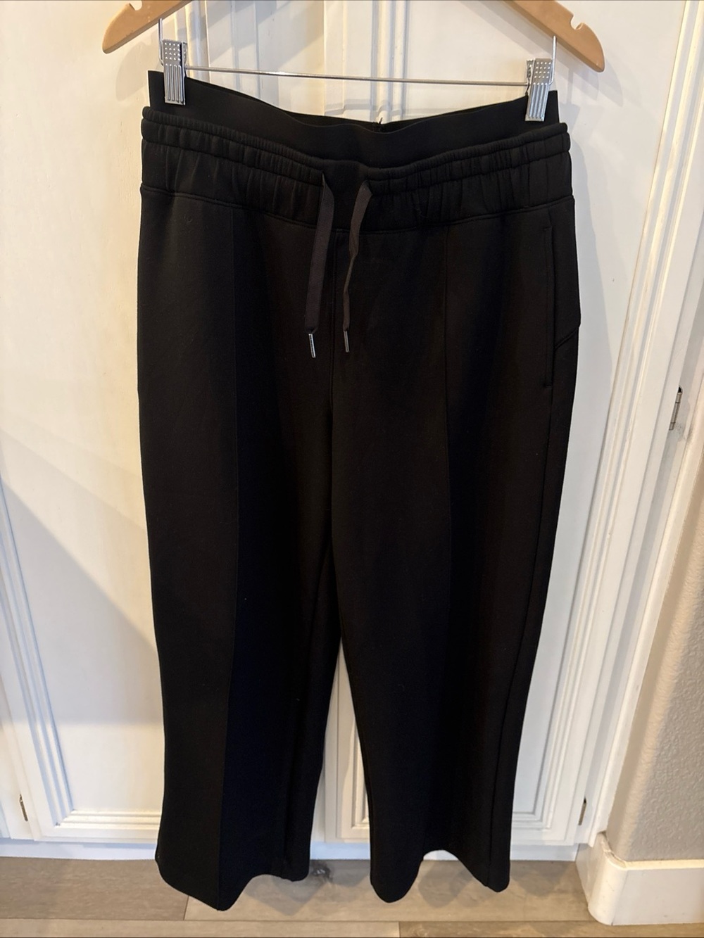 SPANX AirEssentials Wide Leg Pants Black Sz L /29”  Pull On  Double Waist Lounge